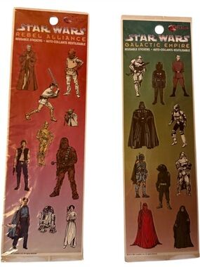 NIB 1997 Topps Merlin Star Wars GalacticEmpire&RebelAlliance reusable stickers